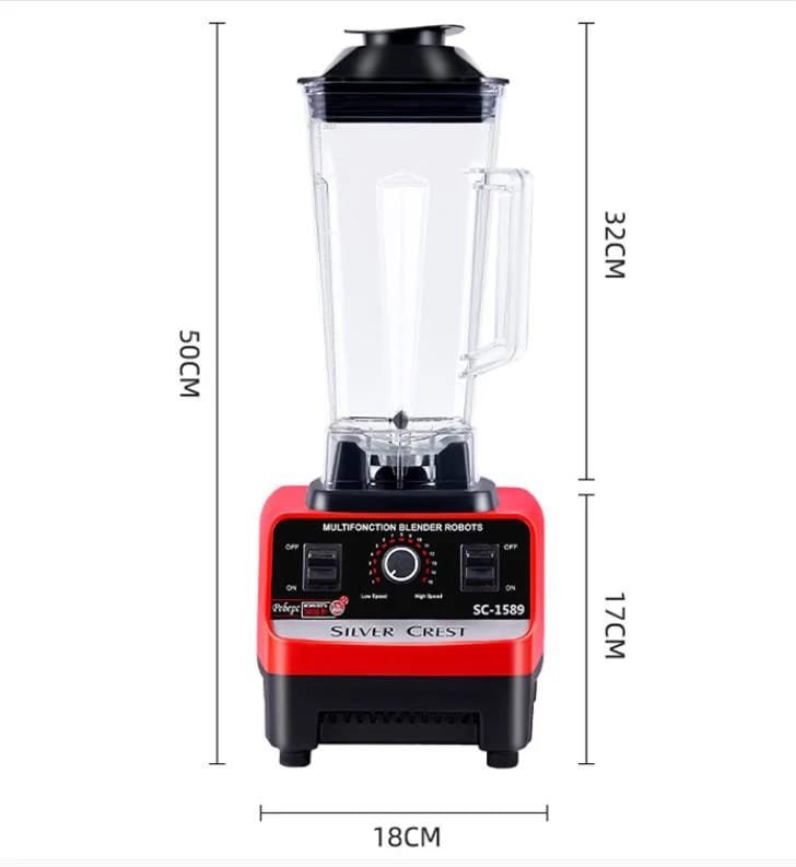 SILVER CREST PROFESSIONAL BLENDER, SMOOTHIE BLENDER, FRUIT JUICER, 1500W HIGH POWER HOME AND COMMERCIAL BLENDER, BLENDER FOR KITCHEN 2500ML FOR CRUSHING ICE, FROZEN DESSERT, FRUIT