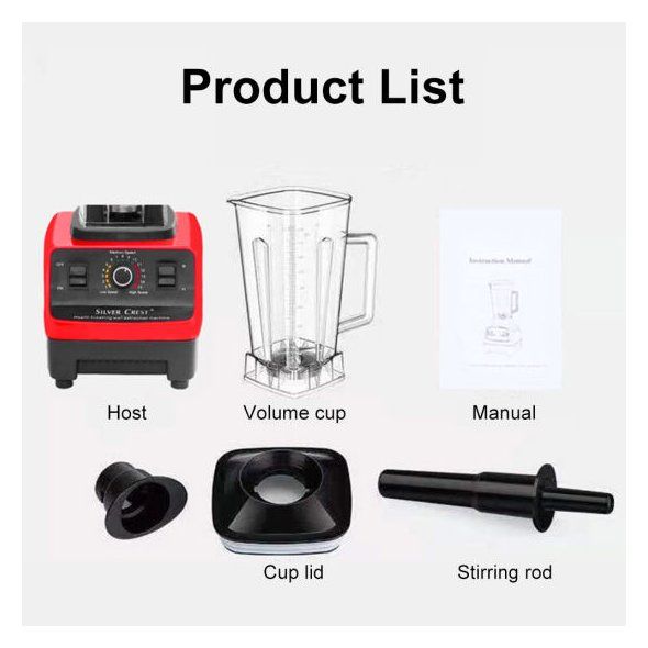 SILVER CREST PROFESSIONAL BLENDER, SMOOTHIE BLENDER, FRUIT JUICER, 1500W HIGH POWER HOME AND COMMERCIAL BLENDER, BLENDER FOR KITCHEN 2500ML FOR CRUSHING ICE, FROZEN DESSERT, FRUIT