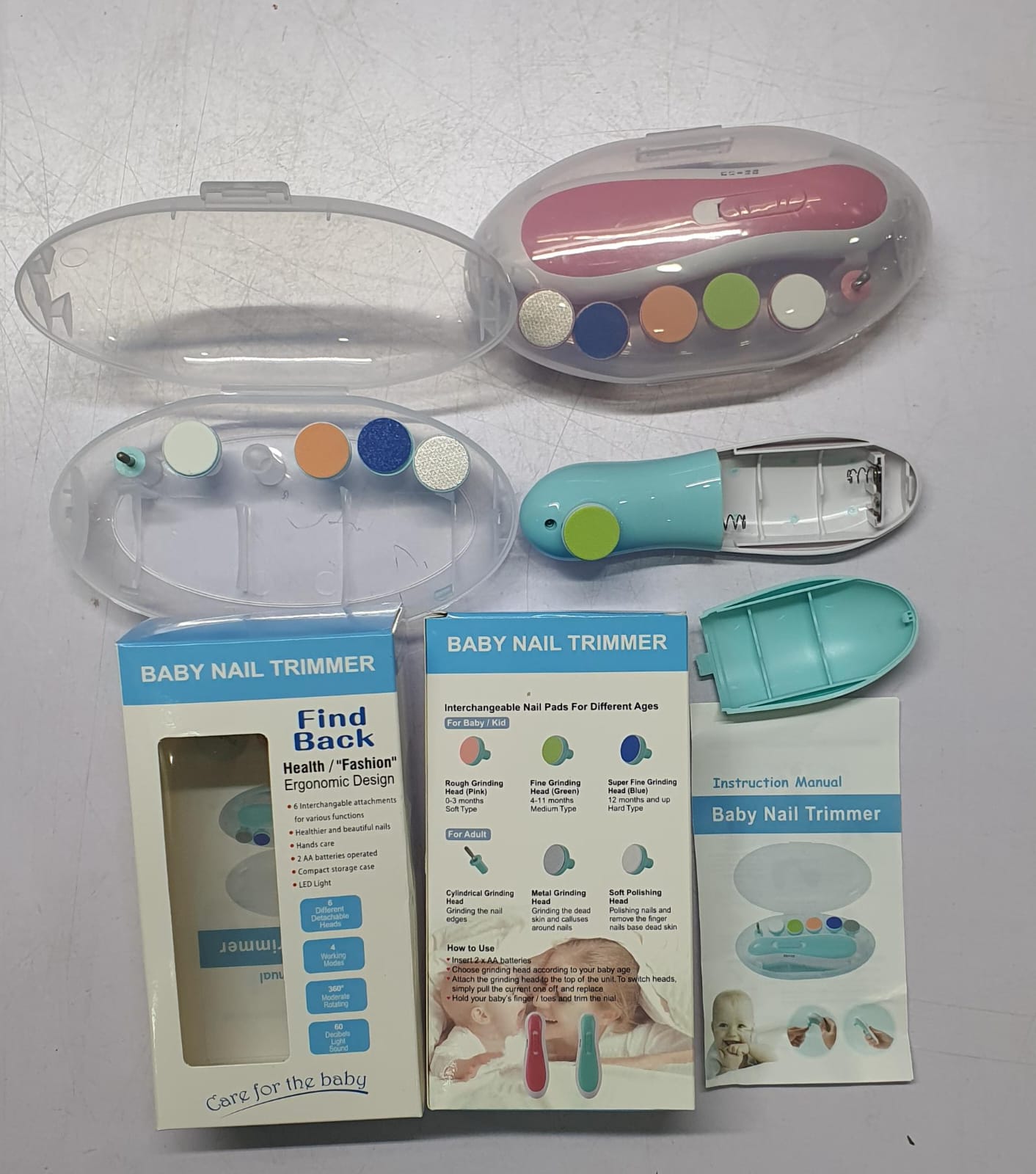 BABY NAIL TRIMMER ELECTRIC, SAFE BABY NAIL FILE, BABY NAIL CLIPPERS WITH LIGHT AND 6 GRINDING PADS FOR NEWBORN INFANT TODDLER OR ADULTS TOES AND FINGERNAILS, KIDS NAIL CARE, POLISH AND TRIM AA battery