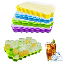 ICE CUBE TRAYS FOR FREEZER WITH LID-37 GRID SILICONE ICE CUBE TRAY WITH LID FOR SMALL ICE CUBE MOLDS, EASY-RELEASE REUSABLE ICE CUBE IN ICE BUCKET FOR ICED COFFEE CUP