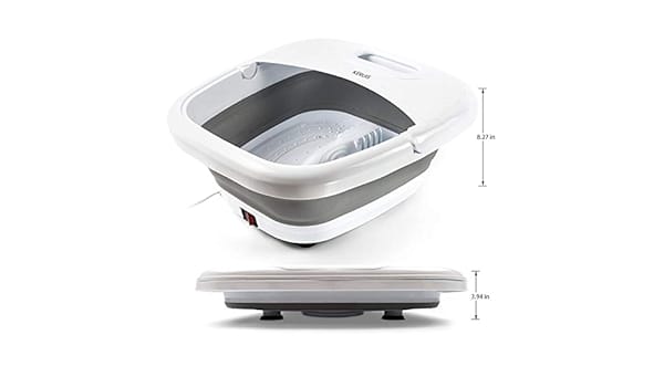 COLLAPSIBLE FOOT SPA WITH HEAT, BUBBLE, RED LIGHT, AND TEMPERATURE CONTROL, FOOT BATH MASSAGER WITH 8 SHIATSU MASSAGE ROLLERS, PEDICURE FOOT SPA FOR RELAXATION AND STRESS RELIEF.