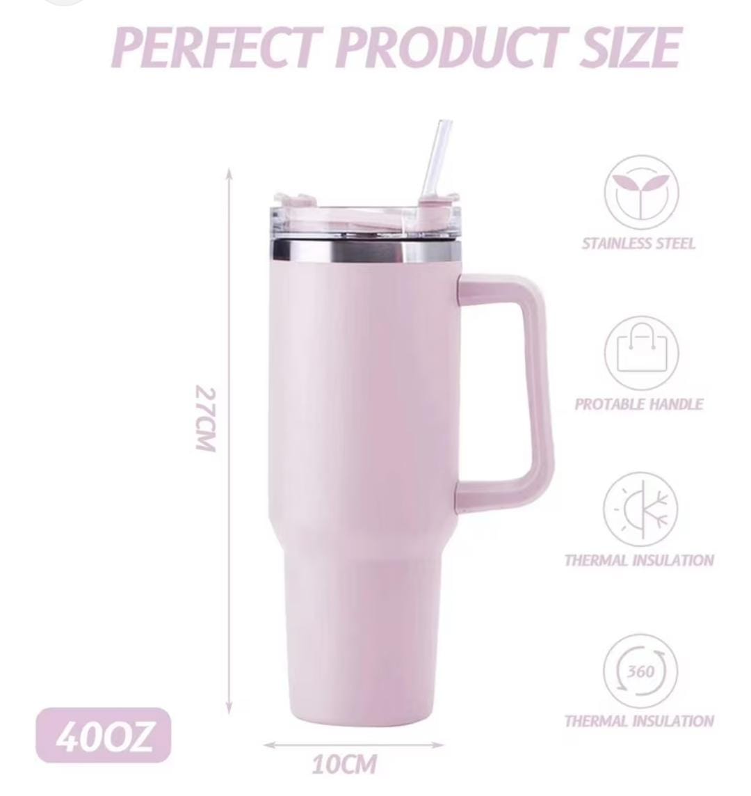 1.2L UNBRANDED CLEAR CAP STRAW THERMO CUP TUMBLER WITH HANDLE, TUMBLER WITH LID AND STRAW, DOUBLE WALL INSULATED CUP STAINLESS STEEL TRAVEL MUG, WATER BOTTLE FOR ICED TEA, COFFEE, COLD BEVERAGES
