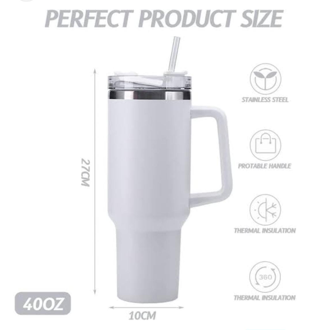 1.2L UNBRANDED CLEAR CAP STRAW THERMO CUP TUMBLER WITH HANDLE, TUMBLER WITH LID AND STRAW, DOUBLE WALL INSULATED CUP STAINLESS STEEL TRAVEL MUG, WATER BOTTLE FOR ICED TEA, COFFEE, COLD BEVERAGES