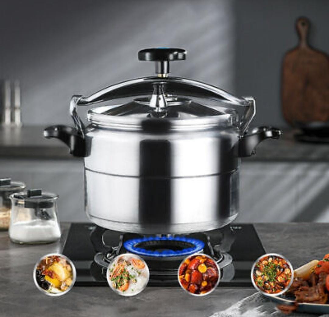 ALUMINUM PRESURE COOKER WITH SAFETY VALVES FOR RISK-FREE OPENING  RELEASE VALVE ALUMINUM CANNING POT COOKER POT STOVE TOP INSTANT FAST COOKING POT COMPATIBLE WITH GAS, ELECTRIC AND CERAMIC STOVE, PRES