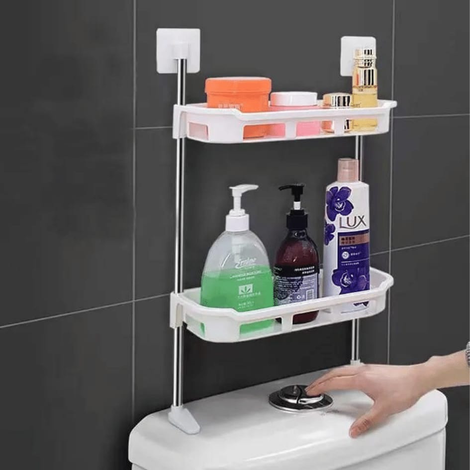 DETACHABLE 2 STOREY TOILET TOP ORGANIZER RACK  2 TIER BATHROOM STORAGE SHELF, TOILET SHELF ORGANIZER, OVER THE TOILET STORAGE SHELF,TOILET ORGANIZER