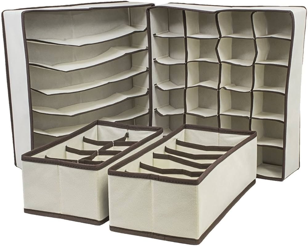 4IN1 UNDER GARMENTS ORGANIZER CLOSET UNDERGARMENT ORGANIZER DRAWER DIVIDER SOCK UNDERWEAR DRAWER ORGANIZER DIVIDERS, FOLDABLE FABRIC DRESSER CLOSET ORGANIZERS AND STORAGE BINS FOR BABY CLOTHES, BRA, P