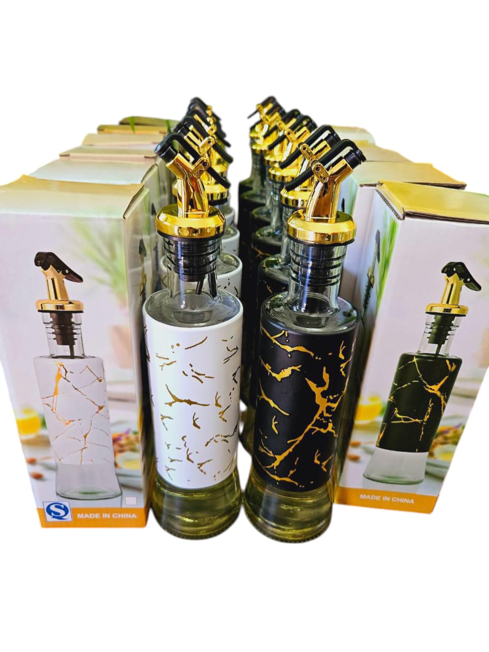 MARBLE OIL JAR CERAMIC EDIBLE OIL DISPENSER BOTTLE, OLIVE OIL SUB-BOTTLING FOR KITCHEN SEASONING STORAGE