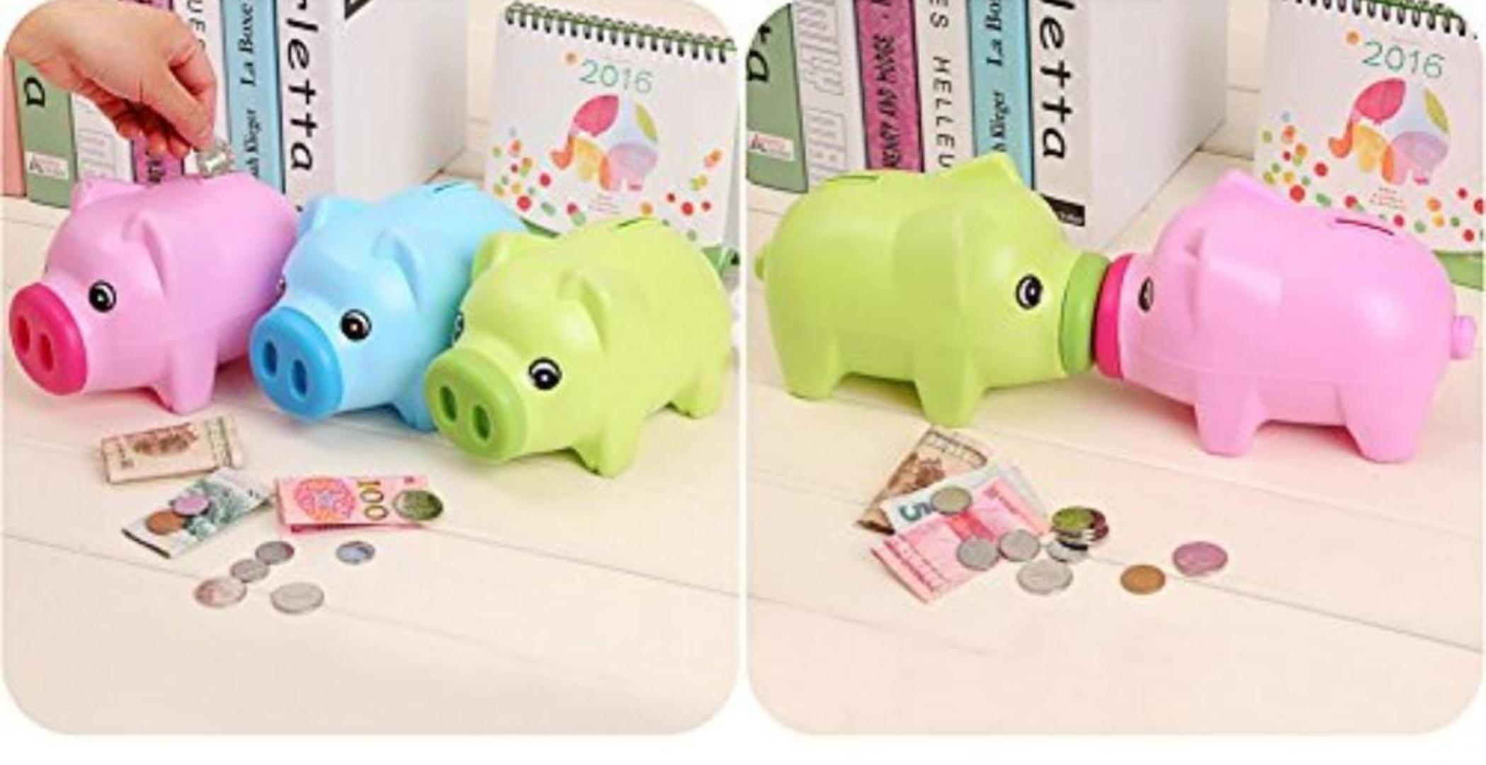 PIGGY BANK FOR KIDS, PLASTIC COIN BANK, UNBREAKABLE MONEY BANKS, CUTE PIGGY BANKS FOR KIDS, FIRST MONEY BOX, BEST BIRTHDAY GIFTS HOME DECORATION PINK & GREEN