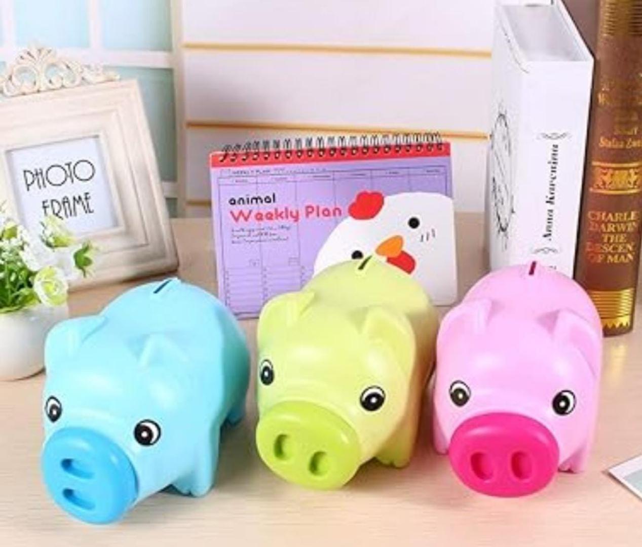 PIGGY BANK FOR KIDS, PLASTIC COIN BANK, UNBREAKABLE MONEY BANKS, CUTE PIGGY BANKS FOR KIDS, FIRST MONEY BOX, BEST BIRTHDAY GIFTS HOME DECORATION PINK & GREEN