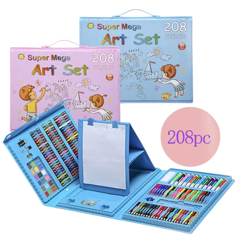 208 PIECES  KIDS DELUXE ARTIST DRAWING & PAINTING SET, PORTABLE WOODEN BOX WITH OIL PASTELS, COLORED PENCILS, GIFT FOR KIDS TEENS