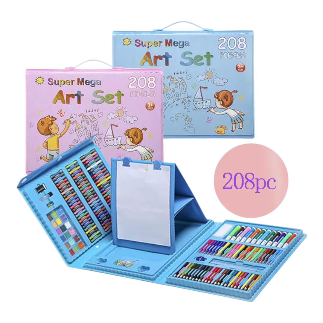 208 PIECES  KIDS DELUXE ARTIST DRAWING & PAINTING SET, PORTABLE WOODEN BOX WITH OIL PASTELS, COLORED PENCILS, GIFT FOR KIDS TEENS