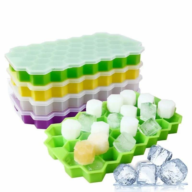 ICE CUBE TRAYS FOR FREEZER WITH LID-37 GRID SILICONE ICE CUBE TRAY WITH LID FOR SMALL ICE CUBE MOLDS, EASY-RELEASE REUSABLE ICE CUBE IN ICE BUCKET FOR ICED COFFEE CUP