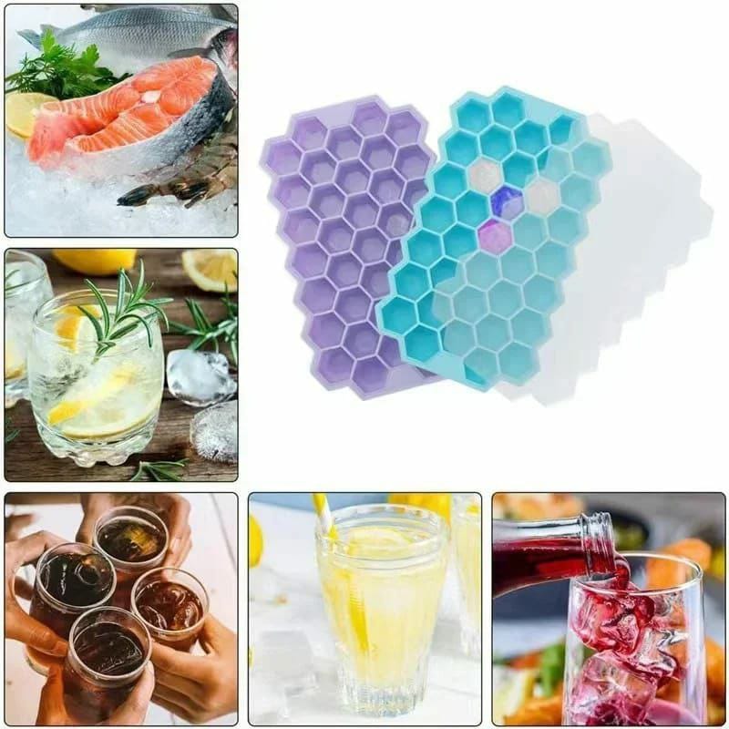 ICE CUBE TRAYS FOR FREEZER WITH LID-37 GRID SILICONE ICE CUBE TRAY WITH LID FOR SMALL ICE CUBE MOLDS, EASY-RELEASE REUSABLE ICE CUBE IN ICE BUCKET FOR ICED COFFEE CUP