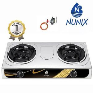 Nunix Two Burners Gas Stove+ 6KG Regulator + Pipe + Tightener