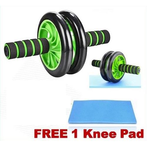 AB Double Wheel Roller Exerciser For Abdominal And Stomach Exercise Training With FREE Knee Mat
