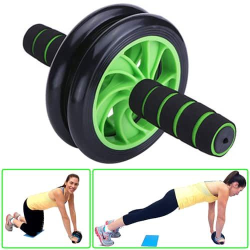 AB Double Wheel Roller Exerciser For Abdominal And Stomach Exercise Training With FREE Knee Mat