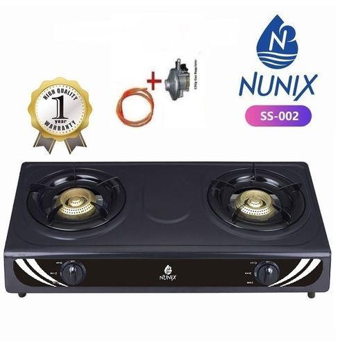 Nunix Table Top 2 Burner GasStove Cooker +2m Pipe & 13kg Regulator
