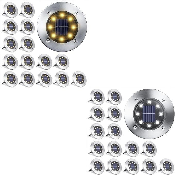 Solar Lights Outdoor Waterproof, 12 Pack Solar Ground Lights, Solar Garden Lights, Bright Solar Disk Landscape Lights for Lawn Patio Deck Pathway Yard Walkway(Warm Light)