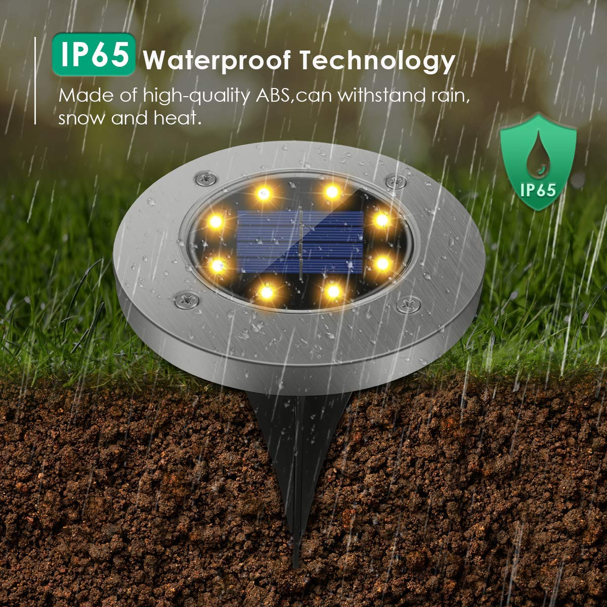 Solar Lights Outdoor Waterproof, 12 Pack Solar Ground Lights, Solar Garden Lights, Bright Solar Disk Landscape Lights for Lawn Patio Deck Pathway Yard Walkway(Warm Light)
