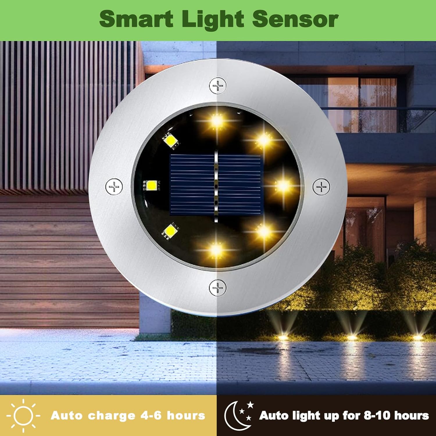 Solar Ground Lights, 12 Packs Waterproof Solar Garden Lights, In-Ground Outdoor Landscape Lighting for Patio,Lawn,Yard,Pathway,Patio,Walkway(Warm Light)