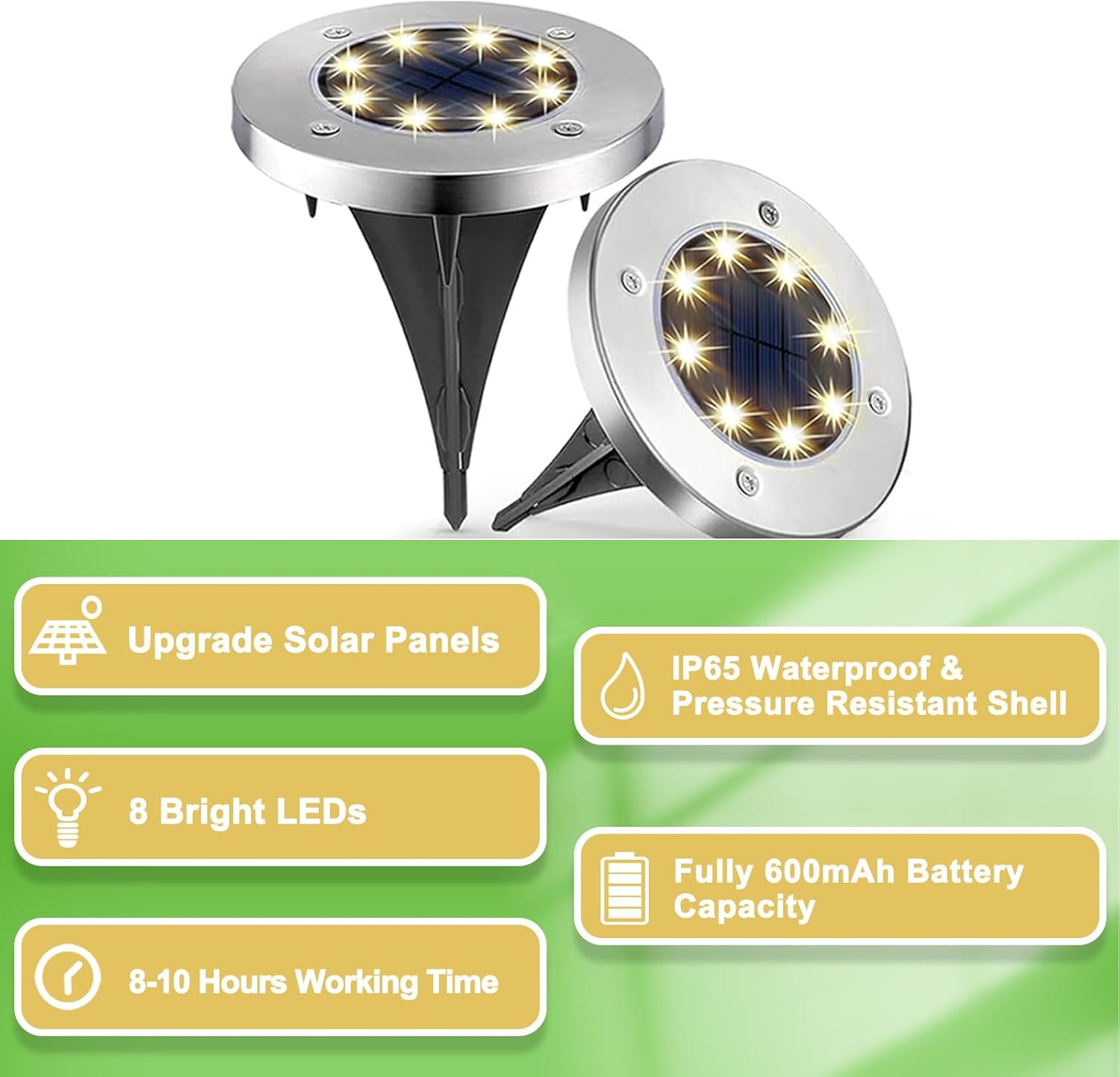 Solar Ground Lights, 12 Packs Waterproof Solar Garden Lights, In-Ground Outdoor Landscape Lighting for Patio,Lawn,Yard,Pathway,Patio,Walkway(Warm Light)
