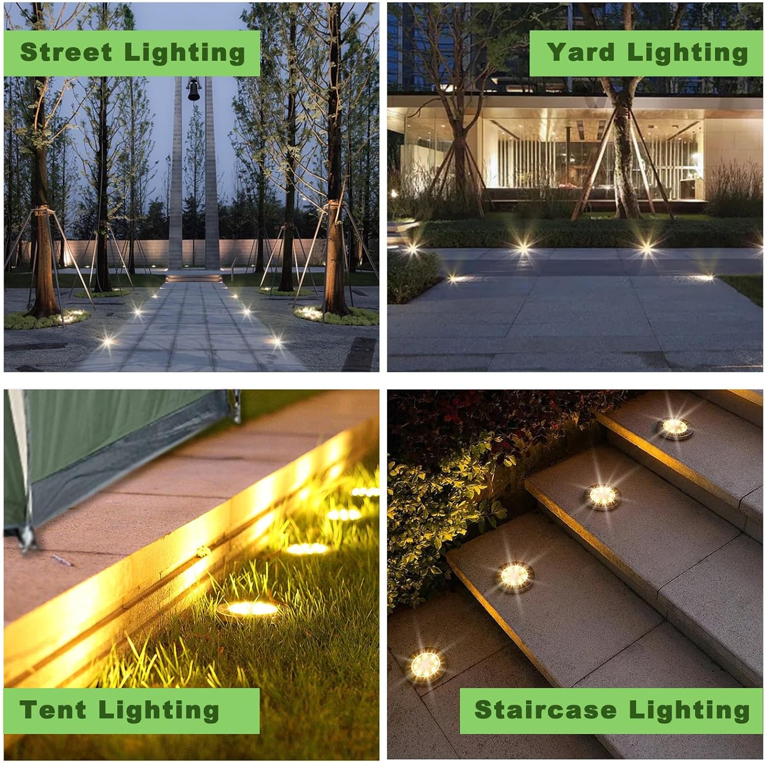 Solar Ground Lights, 12 Packs Waterproof Solar Garden Lights, In-Ground Outdoor Landscape Lighting for Patio,Lawn,Yard,Pathway,Patio,Walkway(Warm Light)