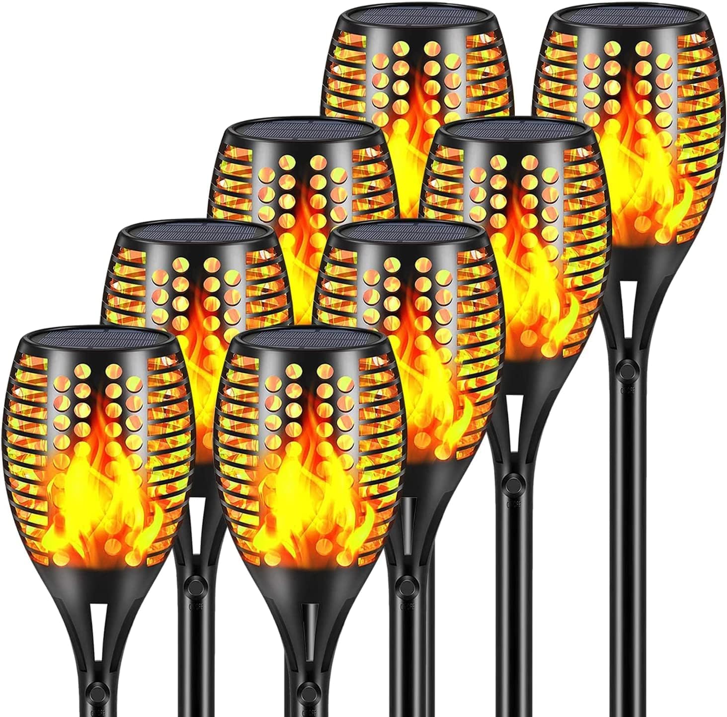 Upgraded 8 Pack Super Larger Size Solar Flame Torch Extra Bright Solar Lights Outdoor Decorative with Flickering Flame, Solar Outdoor Lights Waterproof for Garden Pathway Yard Party, Auto On and Off