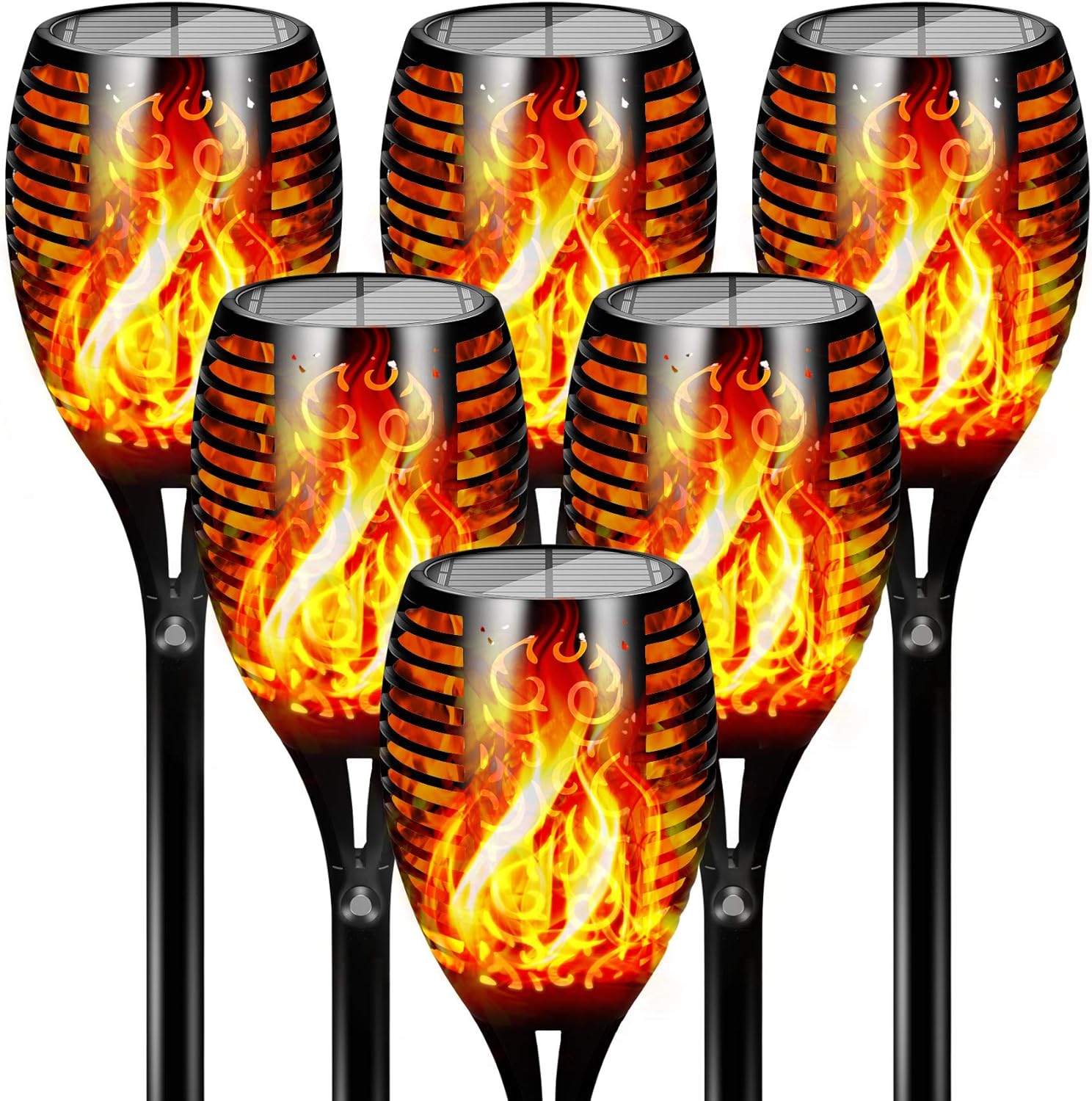 Upgraded 8 Pack Super Larger Size Solar Flame Torch Extra Bright Solar Lights Outdoor Decorative with Flickering Flame, Solar Outdoor Lights Waterproof for Garden Pathway Yard Party, Auto On and Off