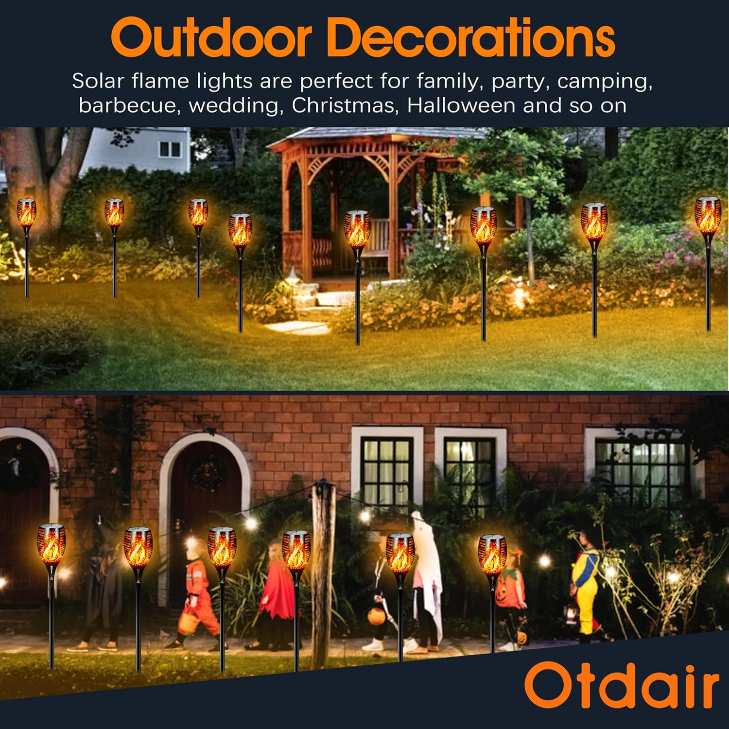 Upgraded 8 Pack Super Larger Size Solar Flame Torch Extra Bright Solar Lights Outdoor Decorative with Flickering Flame, Solar Outdoor Lights Waterproof for Garden Pathway Yard Party, Auto On and Off