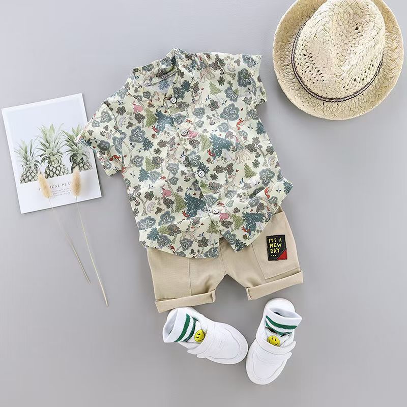 Kids 2pcs clothing set children boys cartoon shirt shorts new baby fashion cotton suit