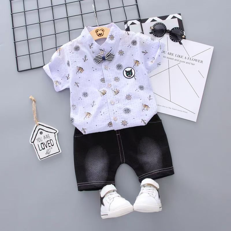 Kids 2pcs clothing set children boys cartoon shirt shorts new baby fashion cotton suit