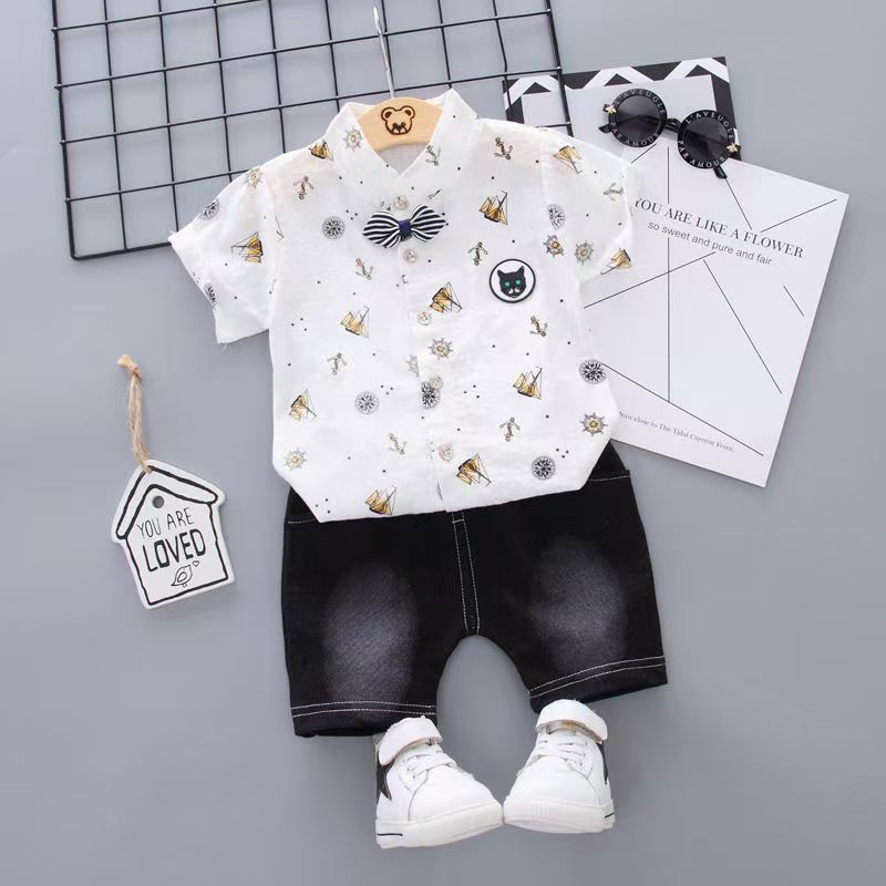Kids 2pcs clothing set children boys cartoon shirt shorts new baby fashion cotton suit