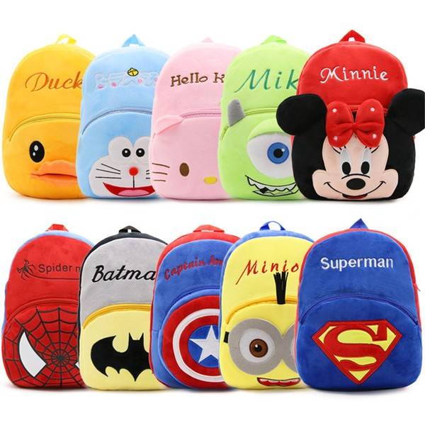 Cartoon Kids Plush Backpacks Children's school bag for kindergarten boys girls baby kids gift student lovely schoolbag Hello Kitty Superman