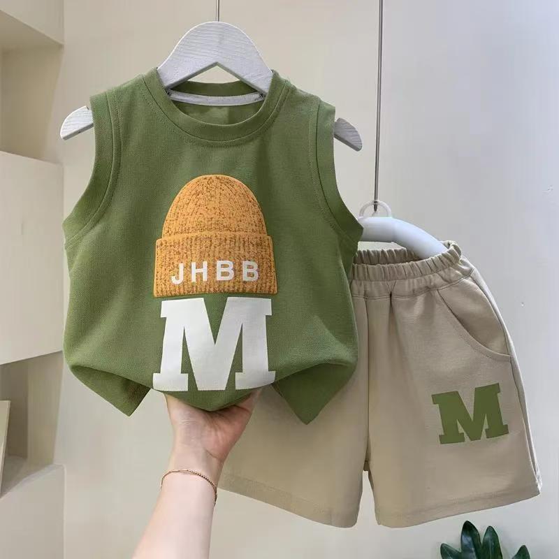 Boys vest shorts two pieces sets girls multi-pattern summer baby kids wear cotton cartoon suit