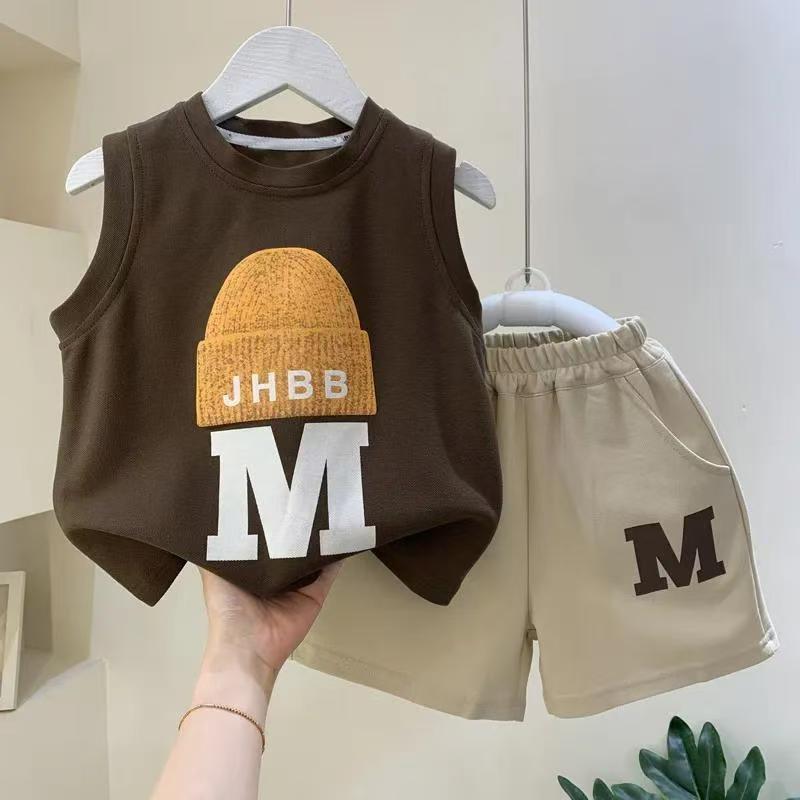 Boys vest shorts two pieces sets girls multi-pattern summer baby kids wear cotton cartoon suit