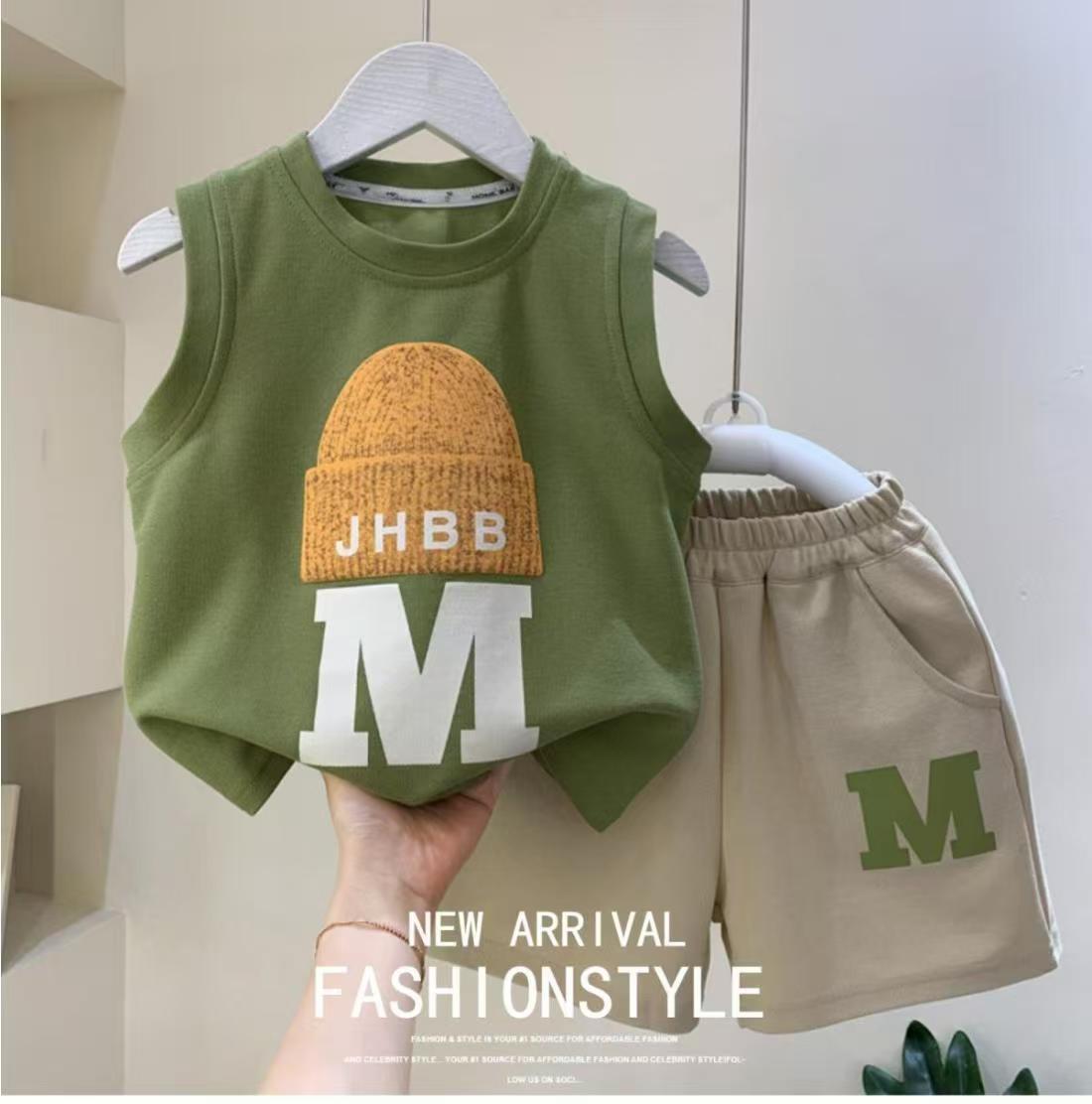 Boys vest shorts two pieces sets girls multi-pattern summer baby kids wear cotton cartoon suit