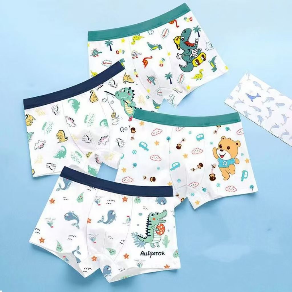 4 PCS Children's cotton underwear boys boxer briefs underwear corners boys in big boy shorts