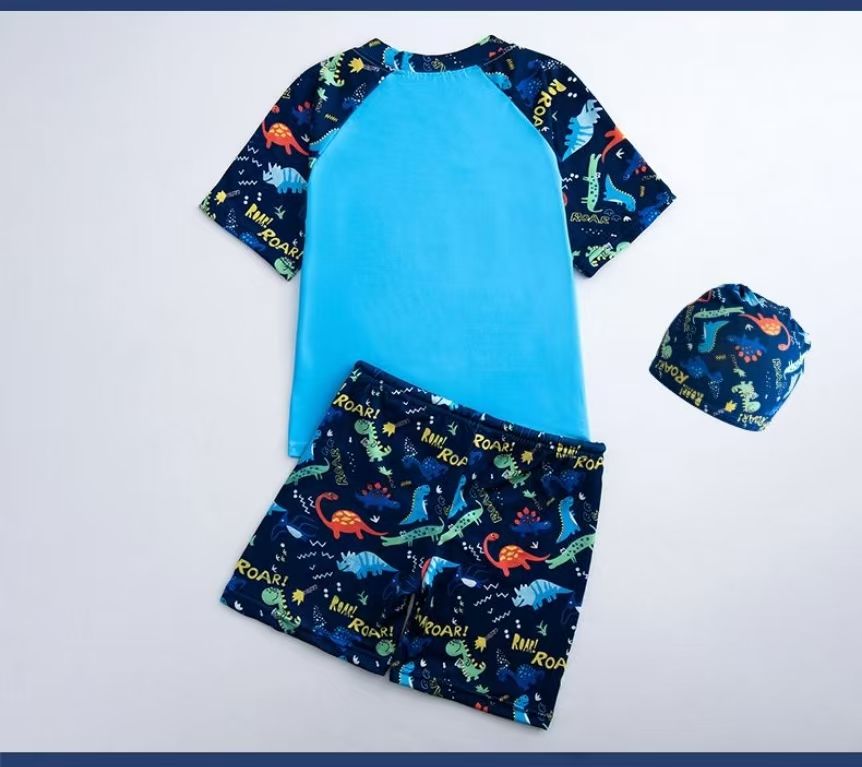 Children 3-piece set  Boy Swimwear  Baby Split Swimsuit Cartoon Boy Swimming Ultraman Clothes Set