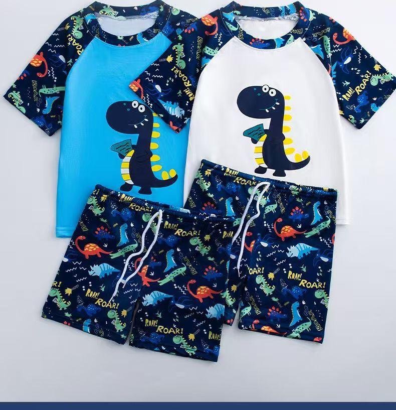 Children 3-piece set  Boy Swimwear  Baby Split Swimsuit Cartoon Boy Swimming Ultraman Clothes Set