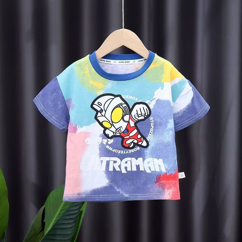2pcs/set  Ultraman Boys' Summer New Short Sleeve Set Baby Boys Summer Clothing Sets Children Cotton T-shirt+pants