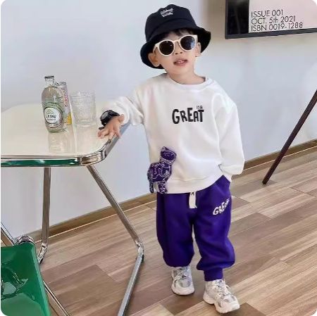 Autumn Children Girls Boys Clothes Sets Kids Cartoon Dinosaur Sweater Pullover Top & Pants 2 Pieces Suit Letter Outfit Tracksuit