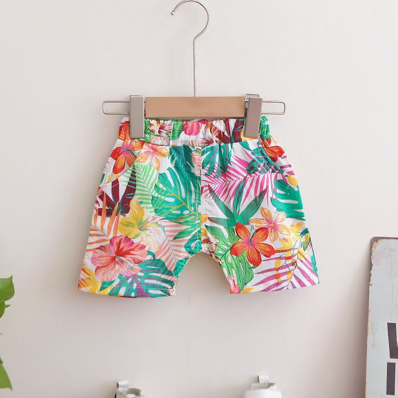 Baby Boys Floral Printed Clothes Set Summer Short Sleeve Shirt Top+Pants 2Pcs Gentelman 1 2 3 4 5 Year Kids Clothing Outfit