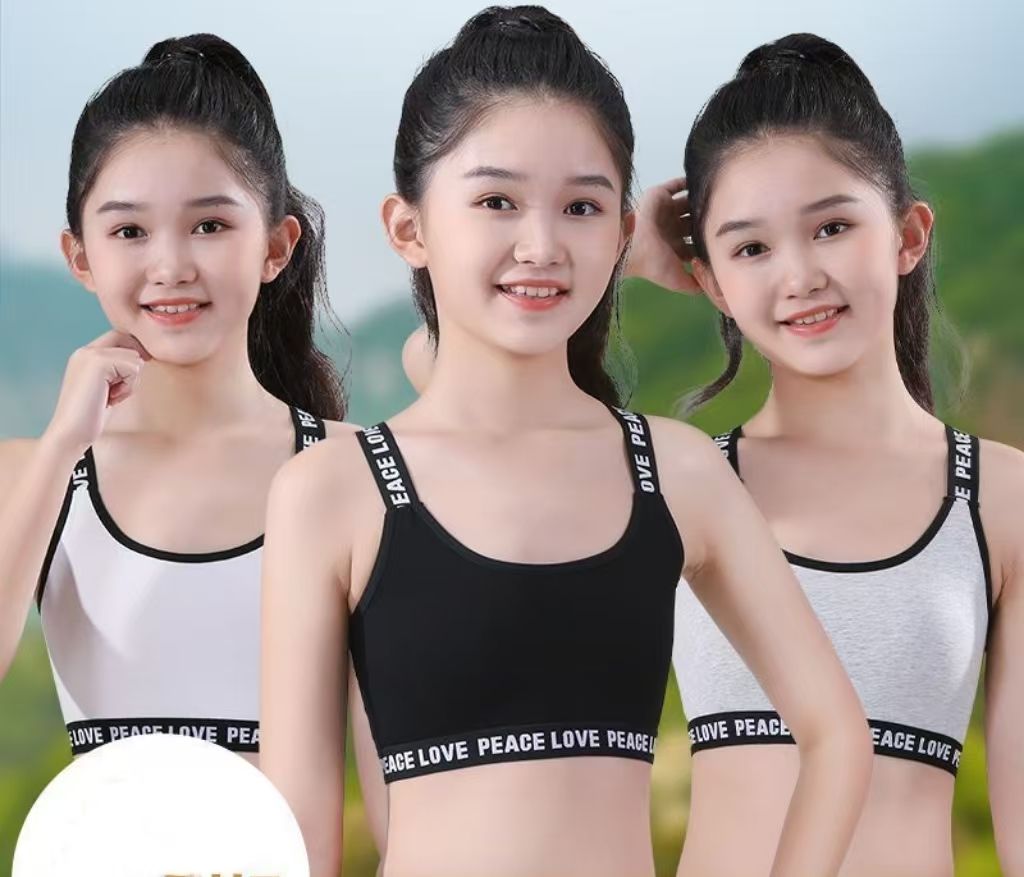 （2 PCS）Girl's Bra Brassiere Sport Student Lingerie Maiden Teenager Girls Children Underwear Underclothes Girl Bralette