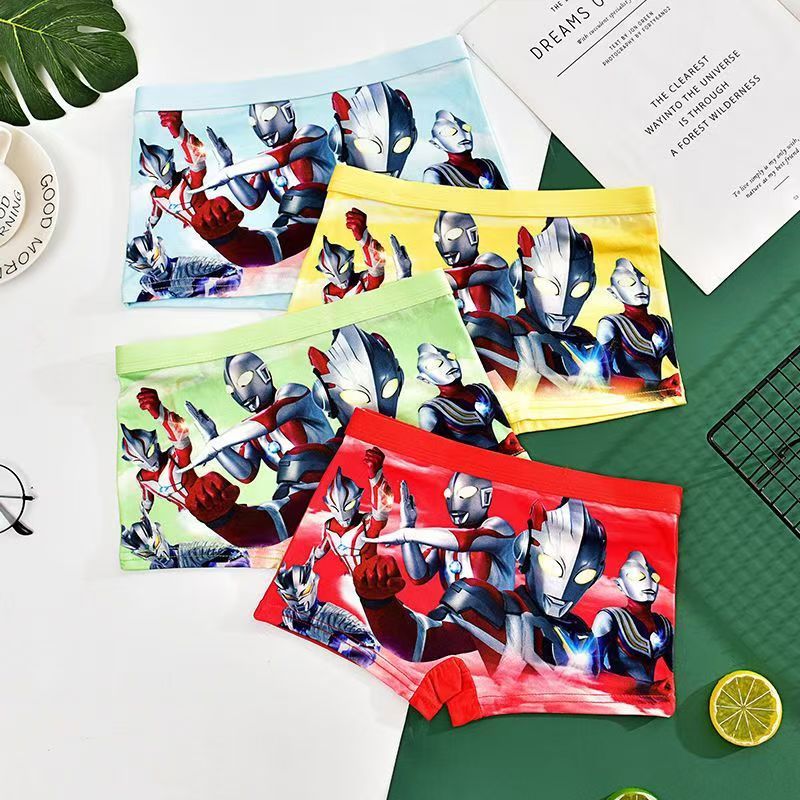 4pcs Boys cute cartoon print cotton underwear kids baby boxer briefs