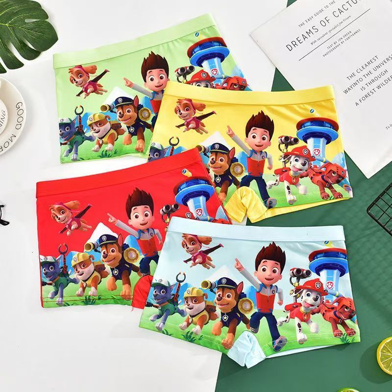 4pcs Boys cute cartoon print cotton underwear kids baby boxer briefs