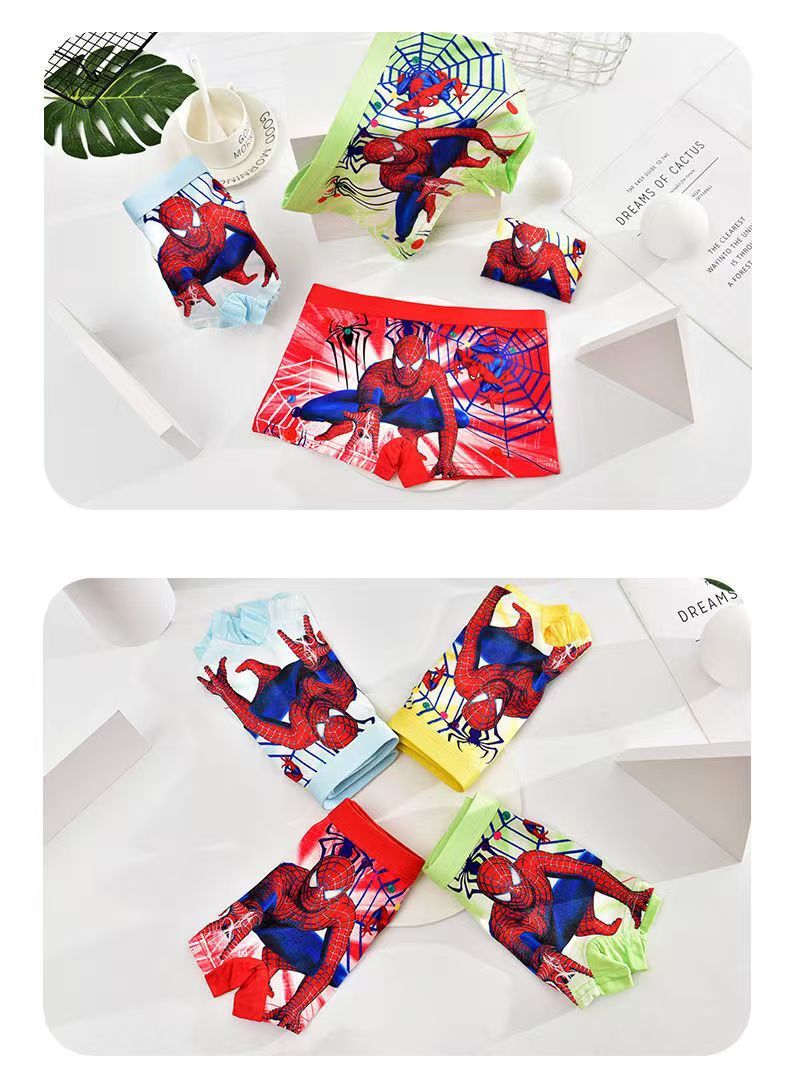 4pcs Boys cute cartoon print cotton underwear kids baby boxer briefs