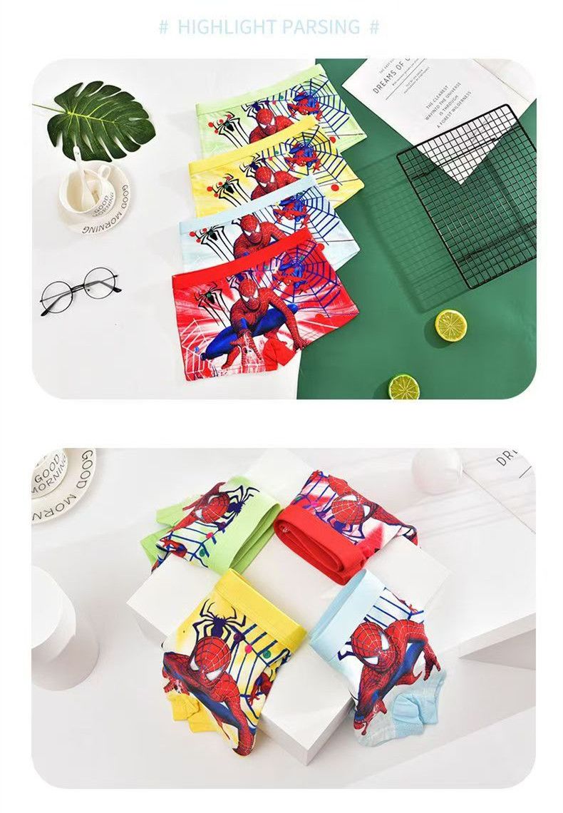 4pcs Boys cute cartoon print cotton underwear kids baby boxer briefs