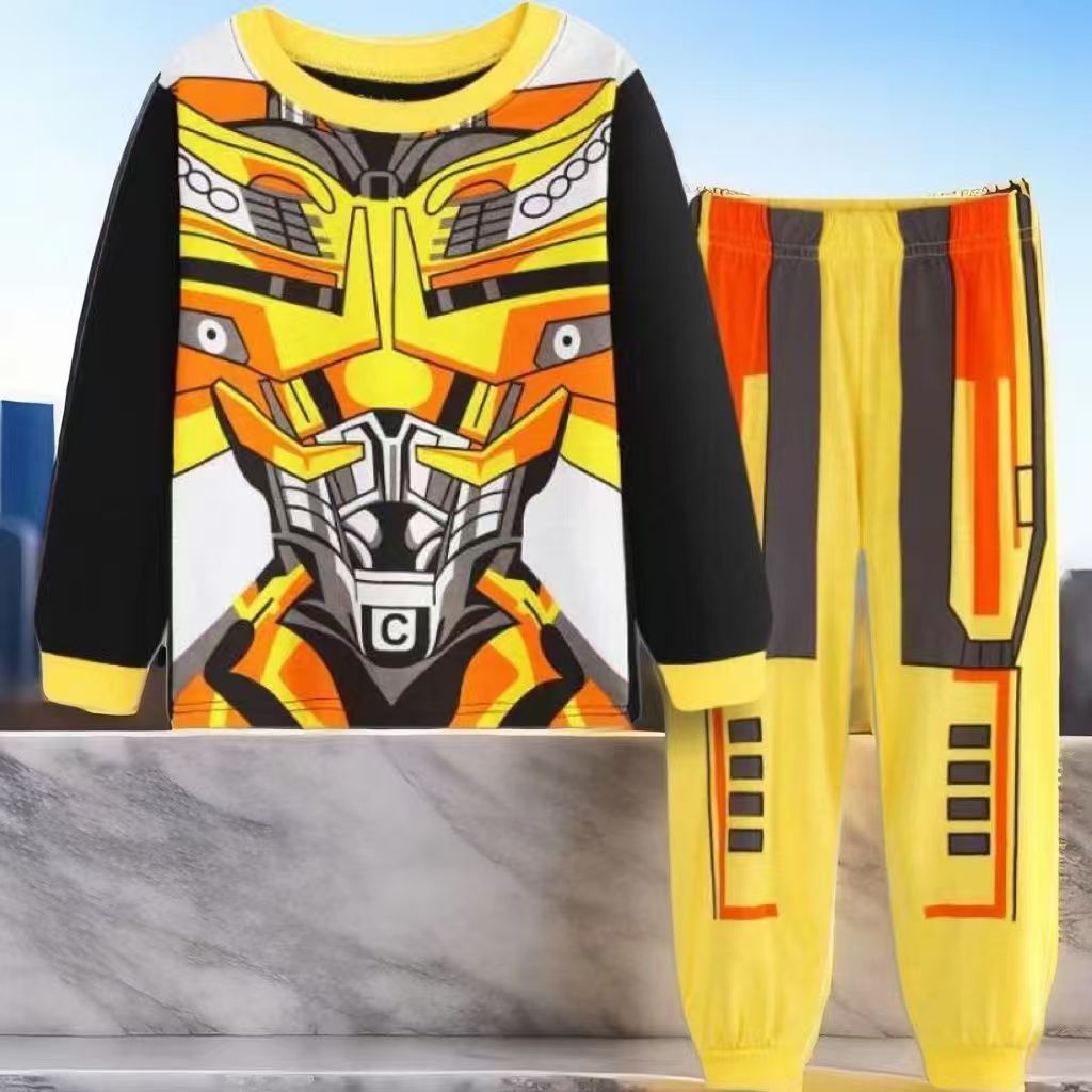 New Cotton Cartoon Boy Spider Man Underwear Children's Pajamas Home Clothes, Long Sleeve Set Air Conditioning Clothes