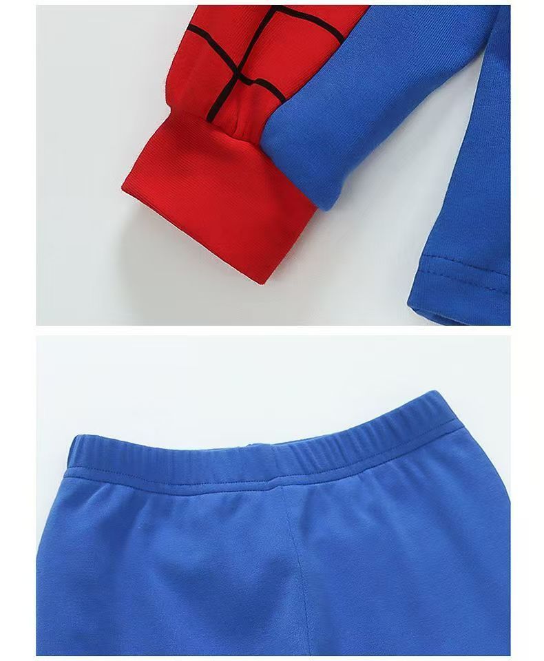 New Cotton Cartoon Boy Spider Man Underwear Children's Pajamas Home Clothes, Long Sleeve Set Air Conditioning Clothes