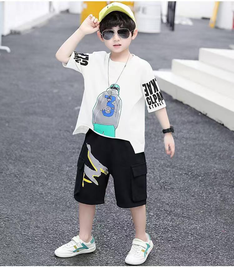 Boys summer new casual suit children's casual short-sleeved sportswear two-piece suit